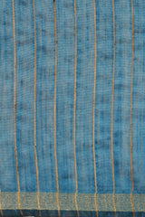 Blue Silk Blend Woven Saree