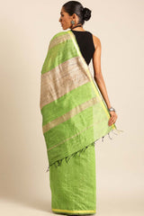 Green Silk Blend Woven Saree