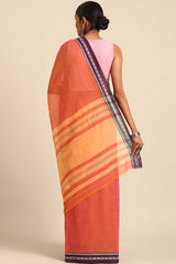 Peach Pure Cotton Woven Saree