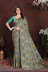 Grey Pure Jamdani Saree