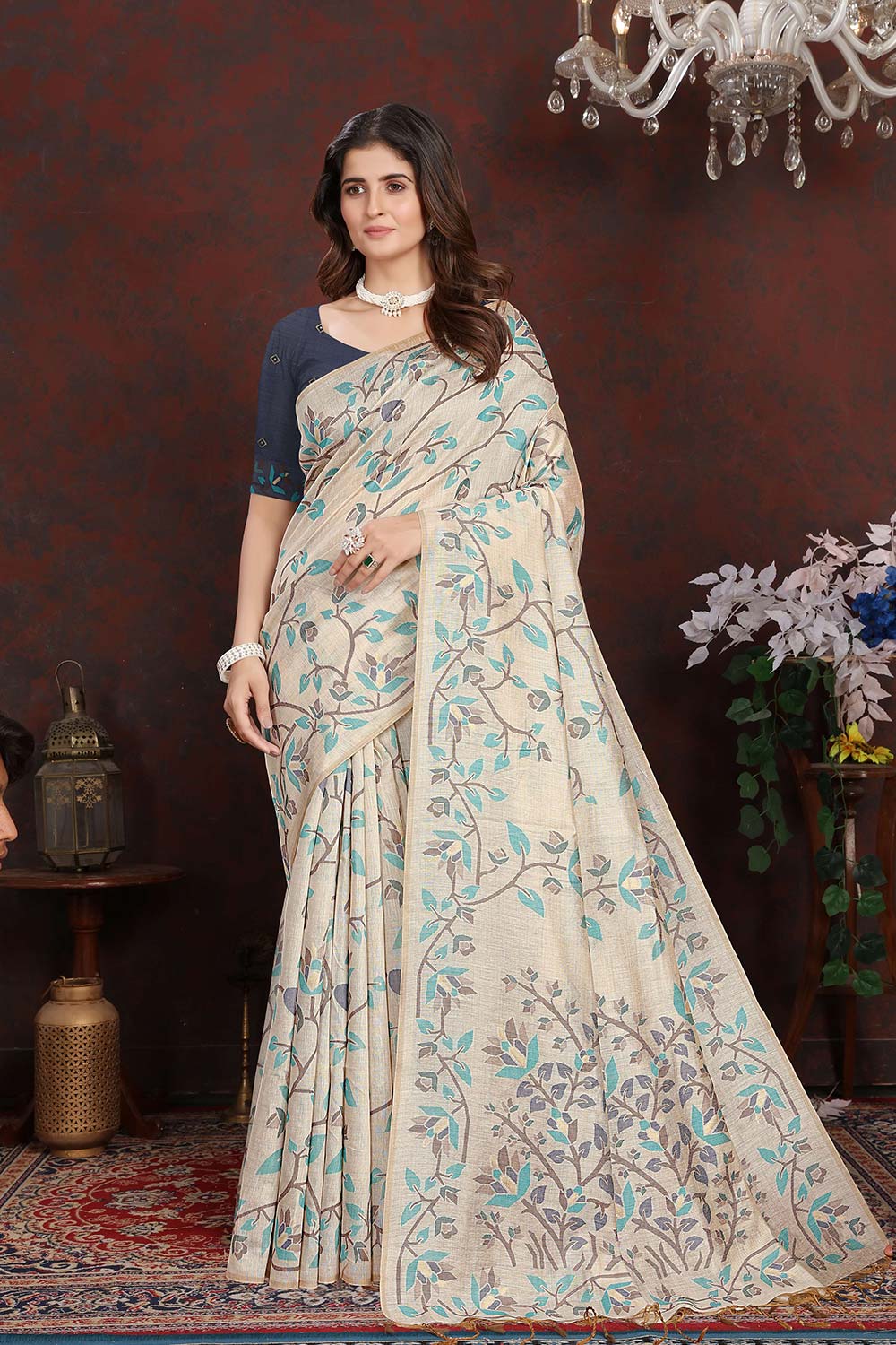 Navy Pure Jamdani Saree