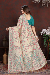 Turquoise Pure Jamdani Saree