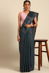 Blue Silk Blend Woven Saree