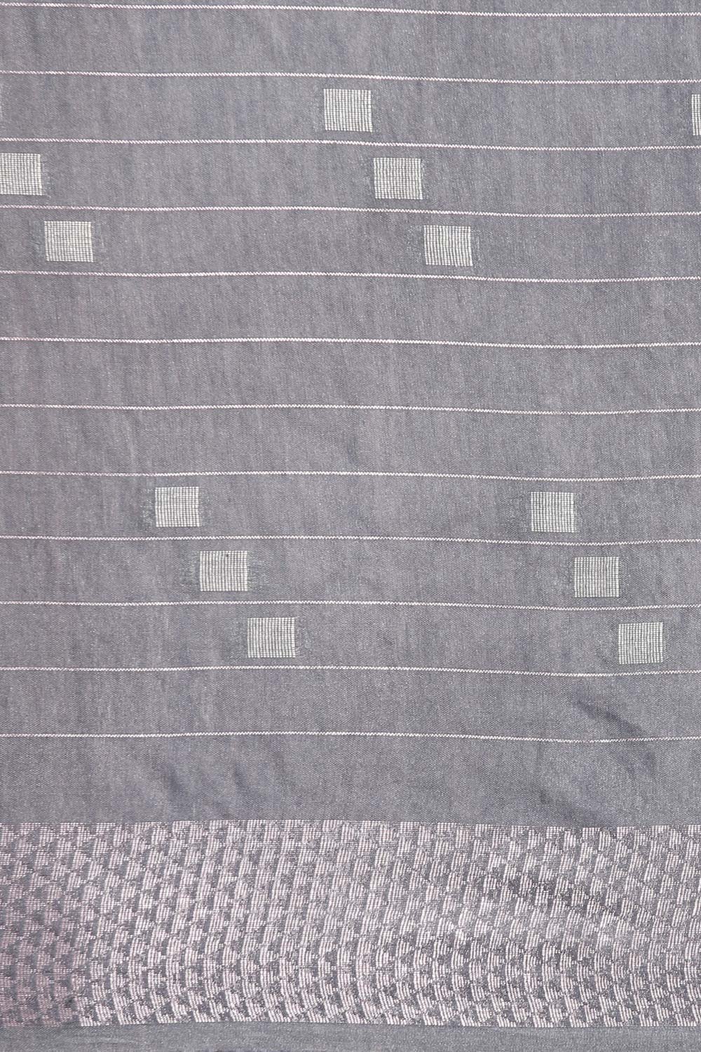 Grey Silk Blend Woven Saree