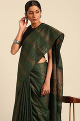 Green Silk Blend Woven Saree