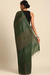 Green Silk Blend Woven Saree