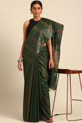 Green Silk Blend Woven Saree