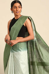 Green Silk Blend Woven Saree