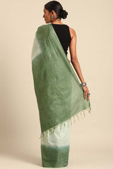 Green Silk Blend Woven Saree