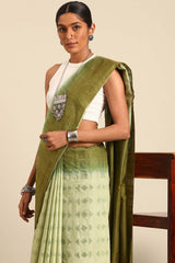 Green Silk Blend Woven Saree