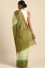 Green Silk Blend Woven Saree