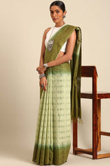 Green Silk Blend Woven Saree