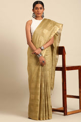 Green Silk Blend Woven Saree