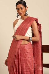 Brown Silk Blend Woven Saree