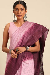 Purple Silk Blend Woven Saree