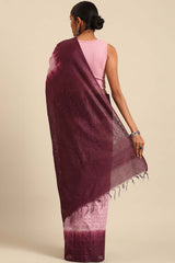 Purple Silk Blend Woven Saree