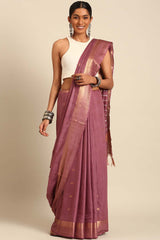 Purple Silk Blend Woven Saree