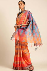 Multi Linen Blend Woven Saree