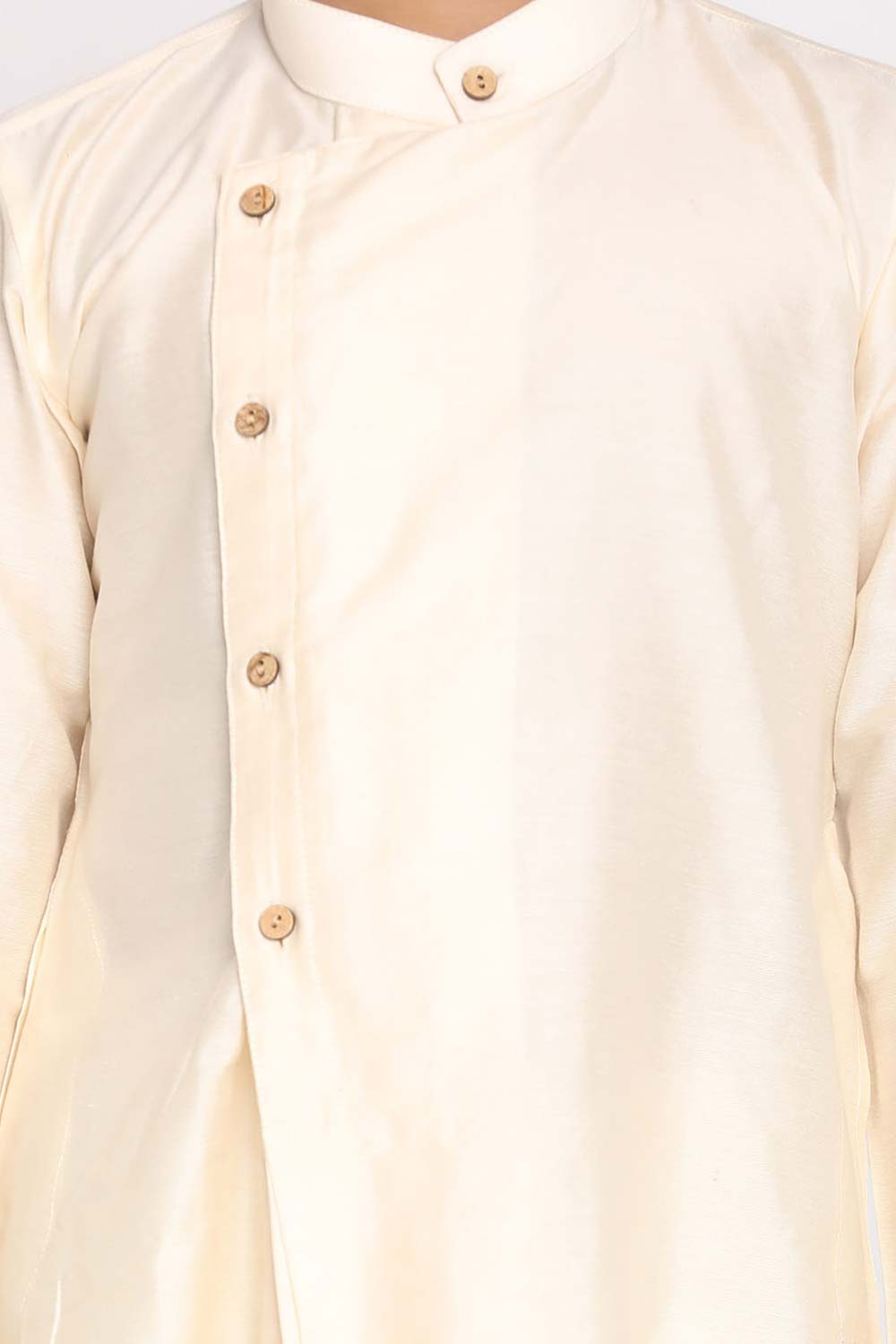 Buy Boy's Viscose Solid Kurta Set in Cream - Side