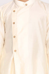 Buy Boy's Viscose Solid Kurta Set in Cream - Side