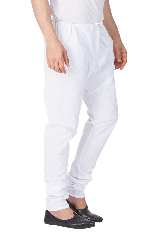 Men's Cotton Solid Churidar Pajama In White