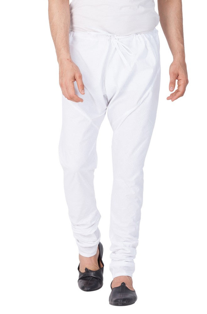 Men's Cotton Solid Churidar Pajama In White