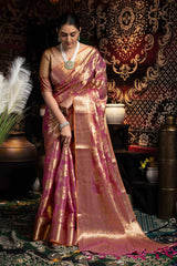 Violet Zari Velvet Saree