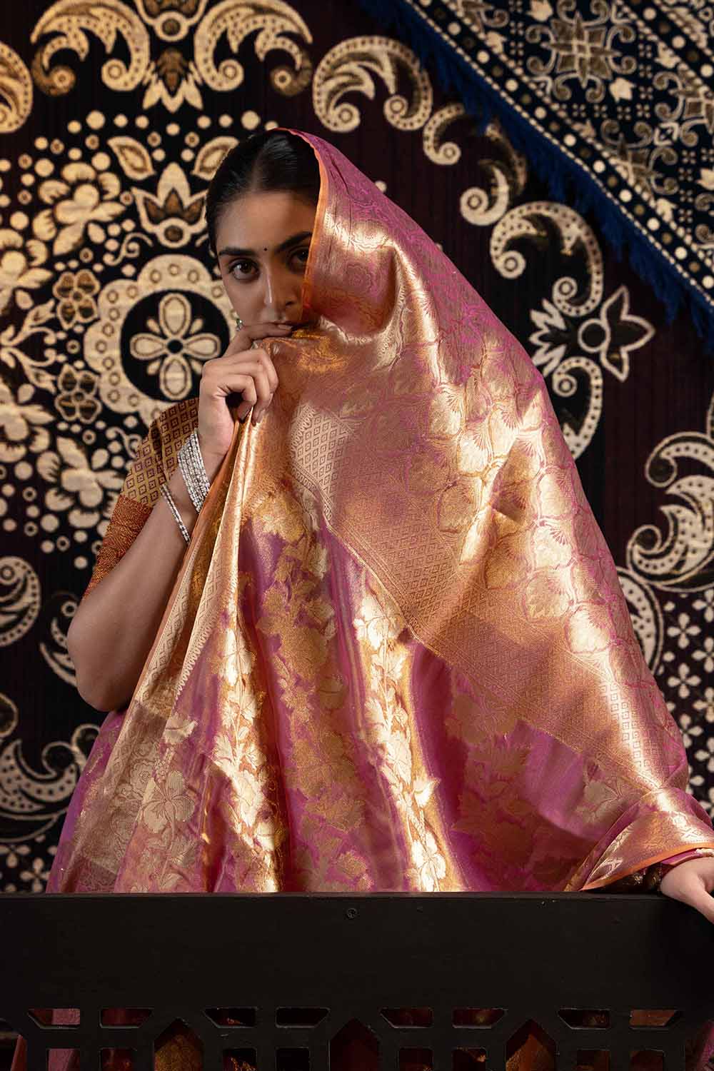 Violet Zari Velvet Saree