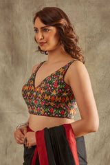 Multicolor Khadi cotton Printed Sleeveless Blouse