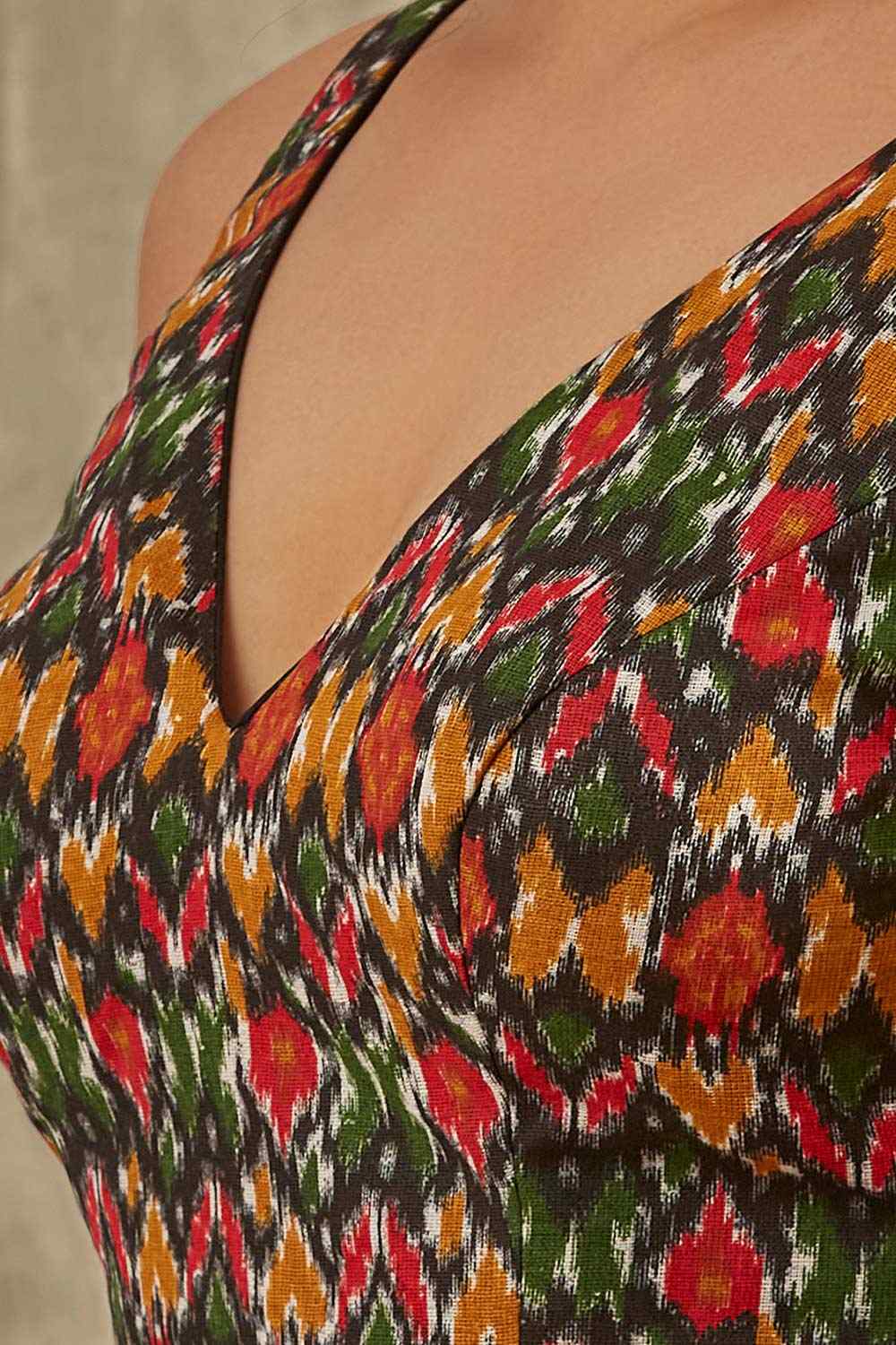 Multicolor Khadi cotton Printed Sleeveless Blouse