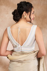 Multi Silk Embroidered Sleeveless Blouse