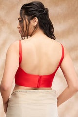 Red Taffeta Solid Sleeveless Blouse