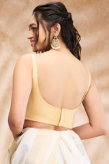 Light Gold Taffeta Solid Sleeveless Blouse