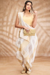 Light Gold Taffeta Solid Sleeveless Blouse