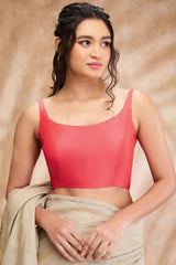 Pink Taffeta Solid Sleeveless Blouse