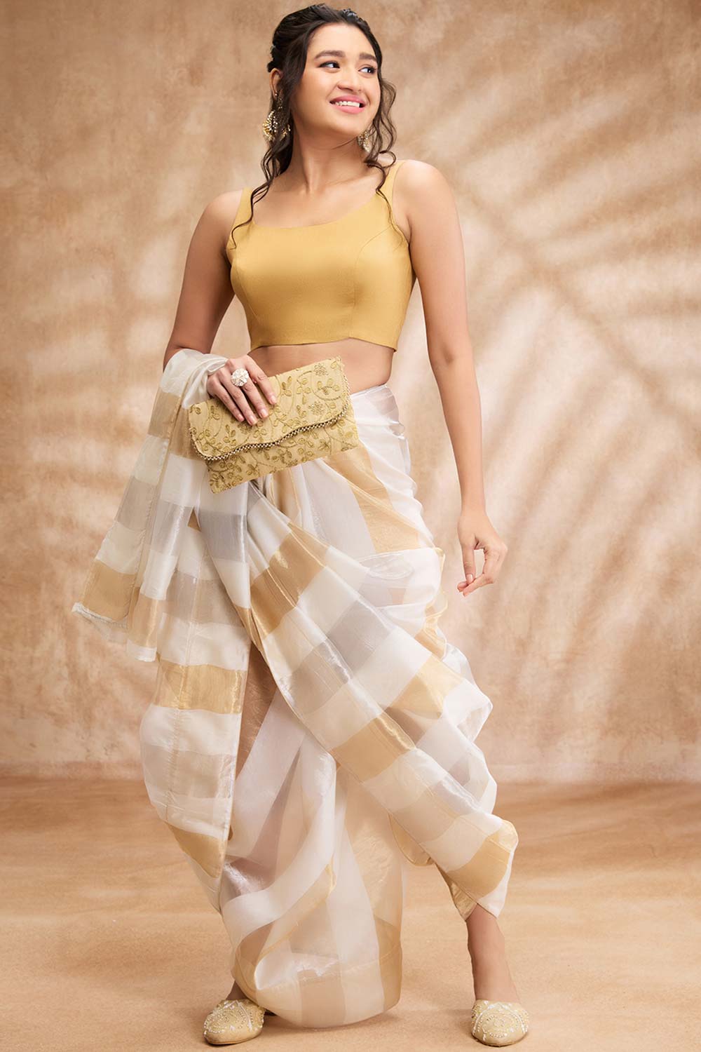 Gold Tissue Shimmer Sleeveless Blouse