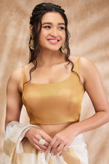 Dark Gold Tissue Shimmer Sleeveless Blouse