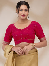 Rani Mulberry Silk Embroidered Half Sleeves Blouse