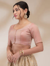 Rose Gold Banaras Silk Brocade Half Sleeves Blouse