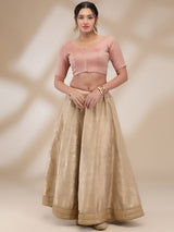 Rose Gold Banaras Silk Brocade Half Sleeves Blouse