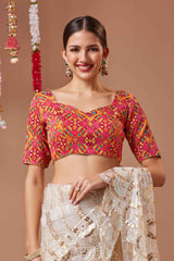 Pink Embroidered Georgette Blouse