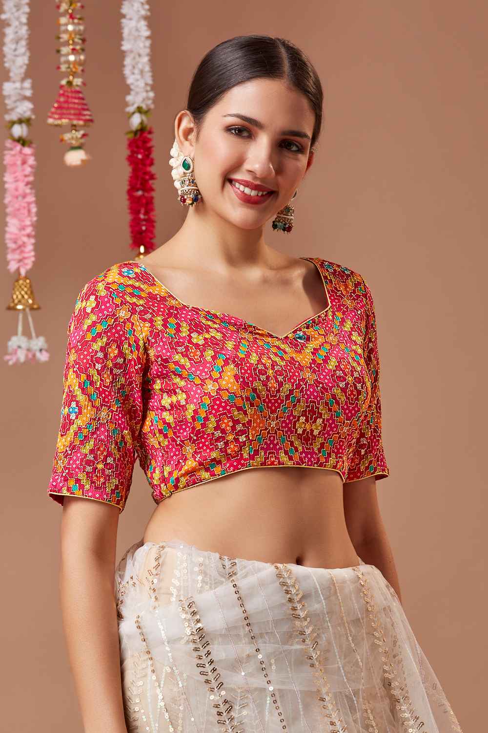 Pink Embroidered Georgette Blouse