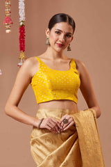 Yellow Woven Brocade Blouse