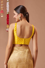 Yellow Woven Brocade Blouse