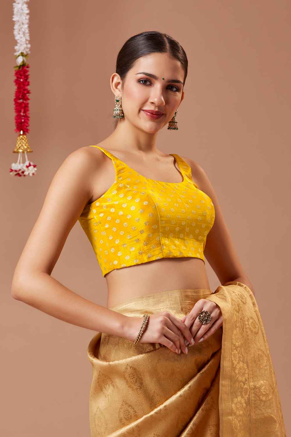 Yellow Woven Brocade Blouse