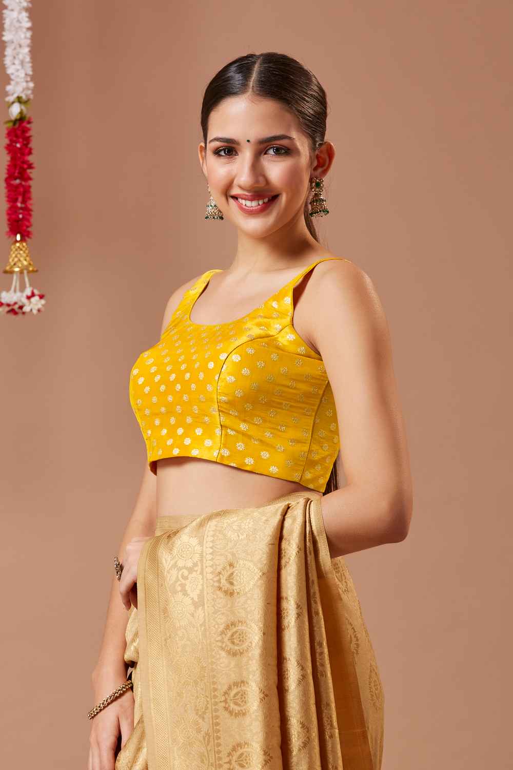 Yellow Woven Brocade Blouse