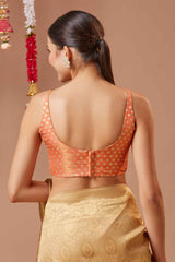 Orange Woven Brocade Blouse