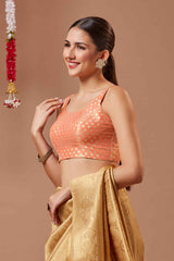 Orange Woven Brocade Blouse