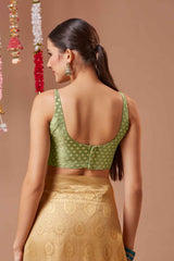 Green Woven Brocade Blouse