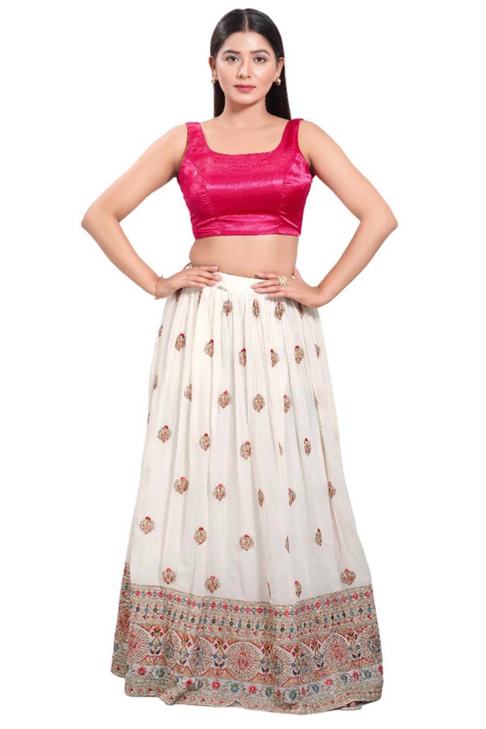 Pink Silk Round Neck Sleeveless Blouse